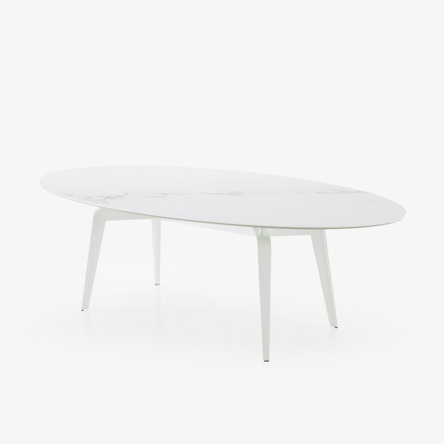 Esstische Ligne Roset | Odessa Esstisch Oval Gestell Lack Weiss