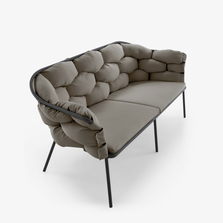 Outdoor Ligne Roset | Serpentine 2-Sitzer Taupe / Gestell Kohlefarben